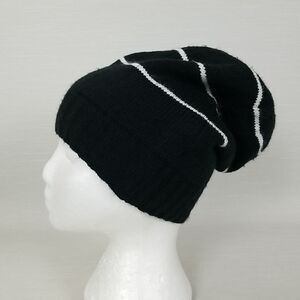 Merona unisex Hat One Size Acrylic Knit Beanie Black Striped